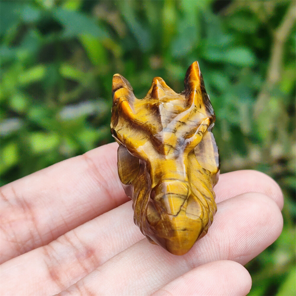 2″ Natural Hand Carved Dragon Skull Quartz Crystal Skull Gem Reiki Healing 1PC