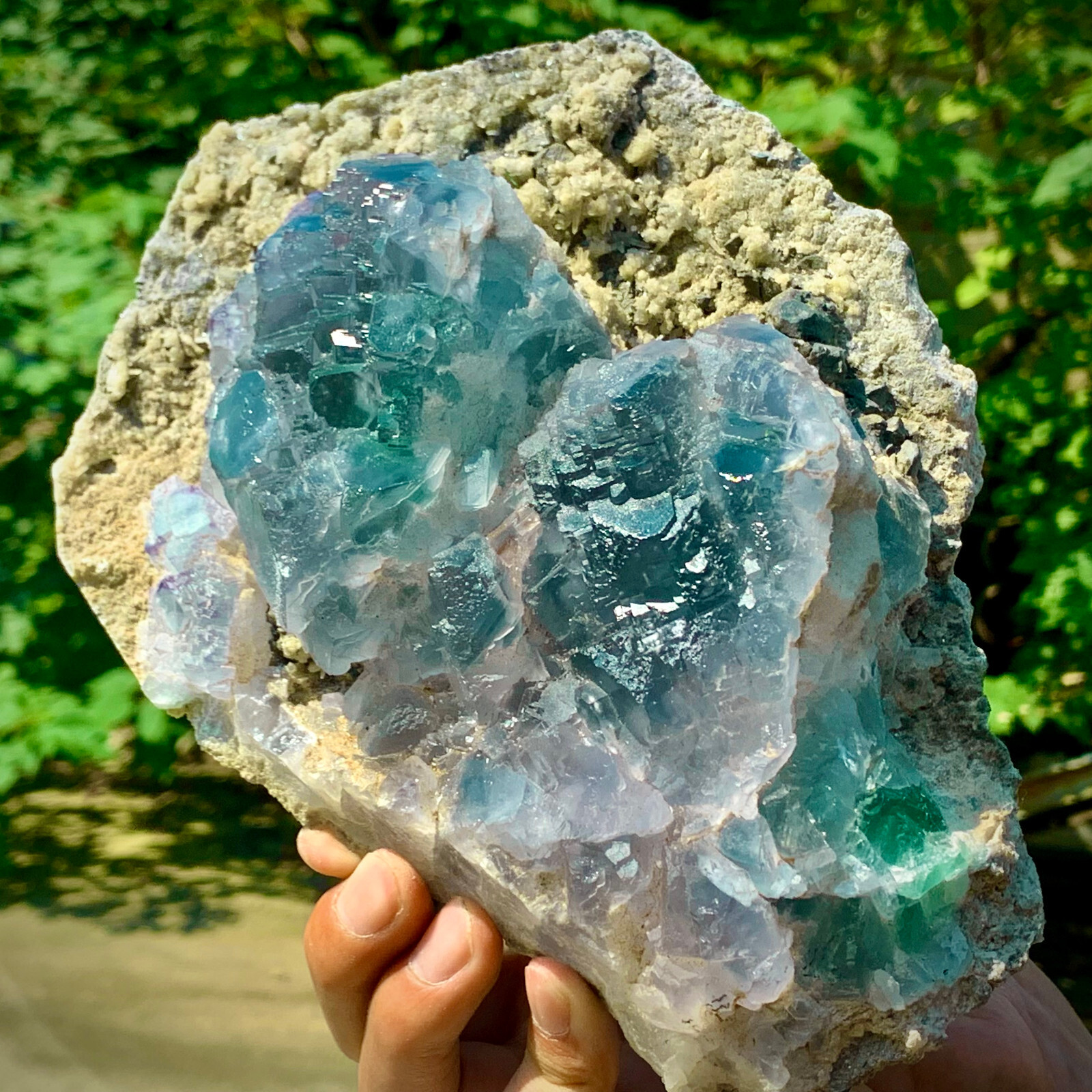 5LB pound rare transparent blue cubic fluorite mineral crystal sample/China-