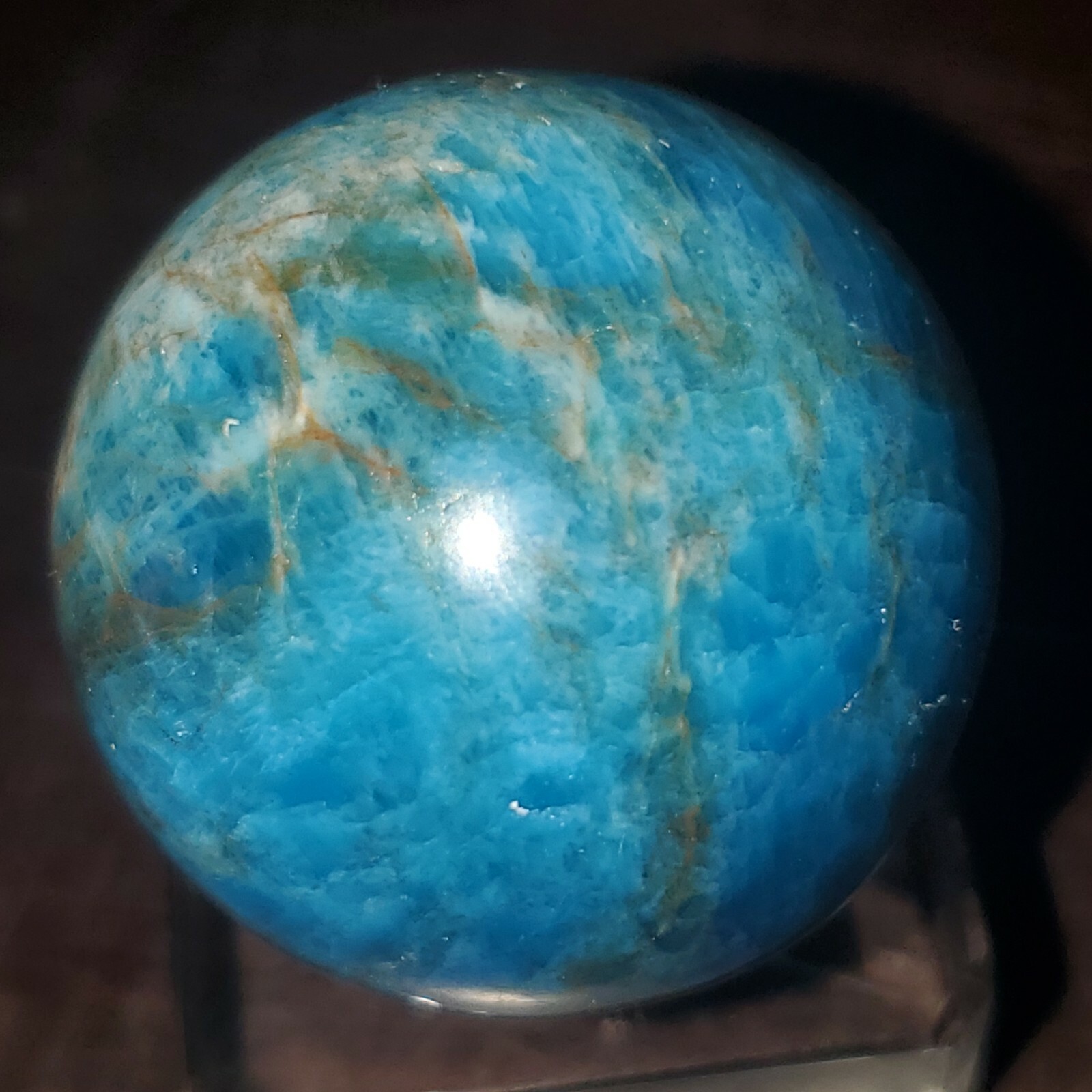 Blue Apatite Sphere Orb Ball Marble 32mm, 55g