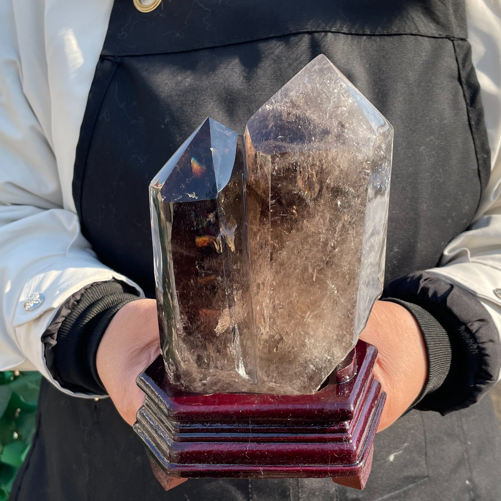 All 4.5LB Natural Smoky Quartz Obelisk Crystal Double Point Healing C2630
