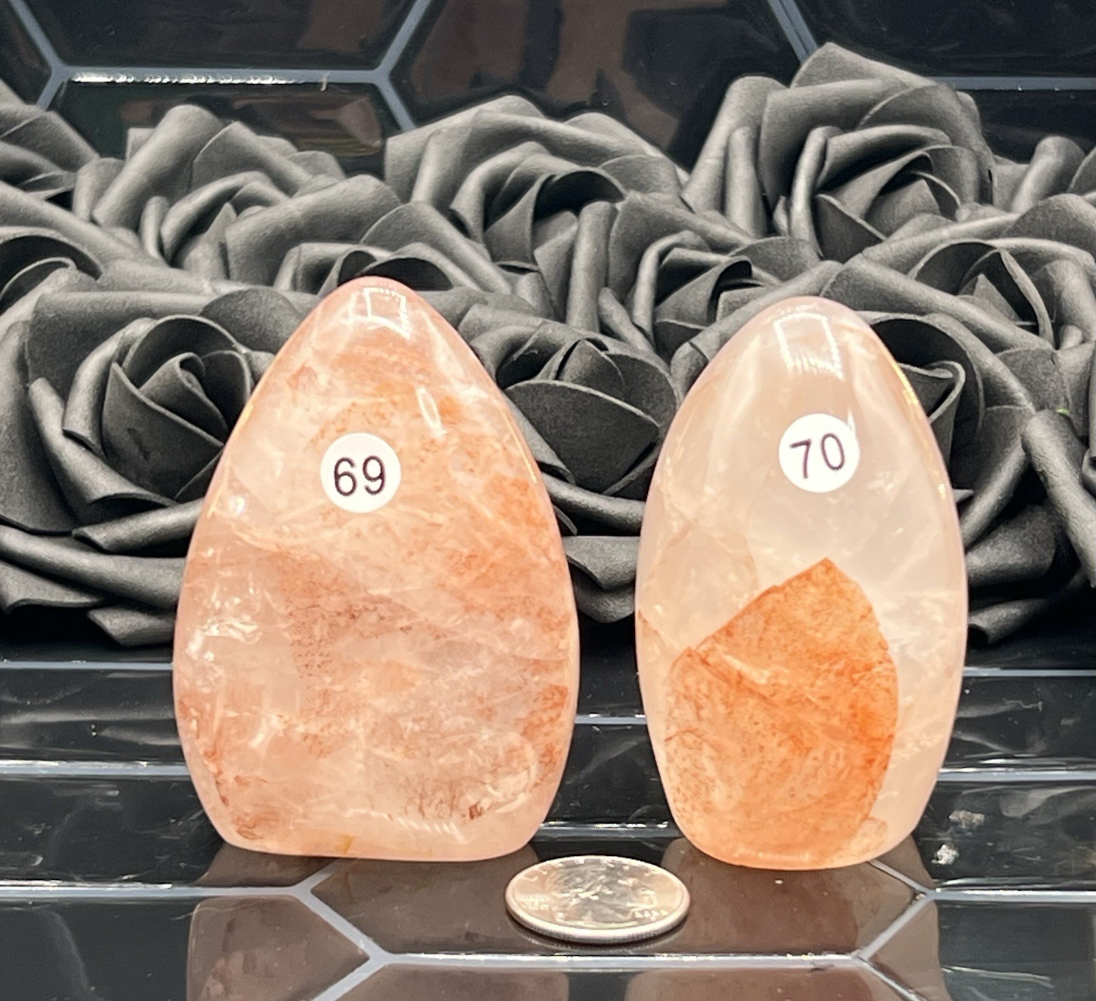 Fire Quartz Free- Forms Opaque clear w/ hematoid Free ship