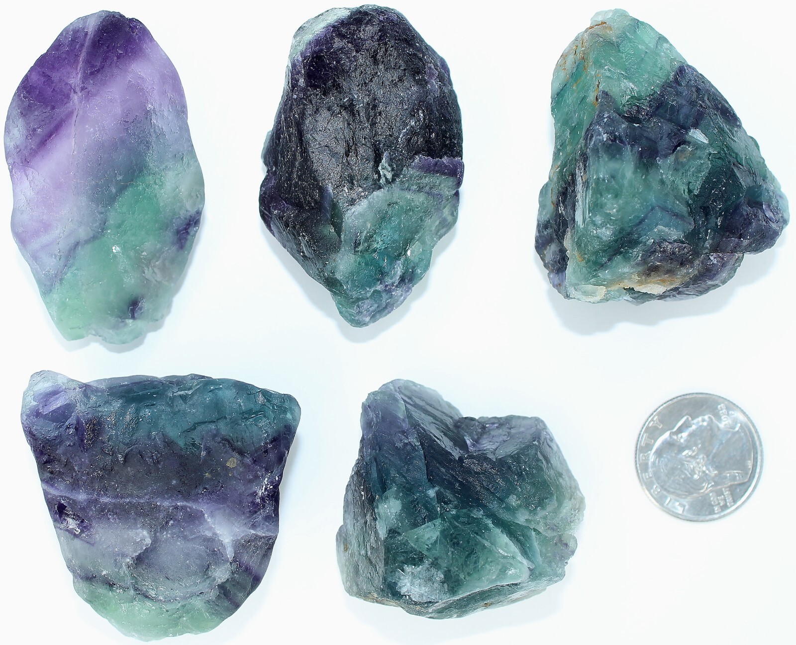 AAA Rough Mexican Rainbow Fluorite / 5 Pieces / 17.2 oz (487.61 gr) 2258