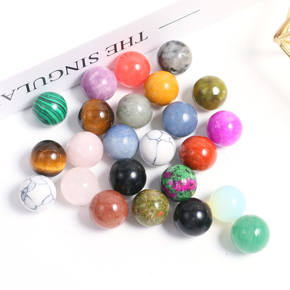 15mm Wholesale Natural Mixed Sphere Quartz Crystal Carved Gem Ball Reiki Healing