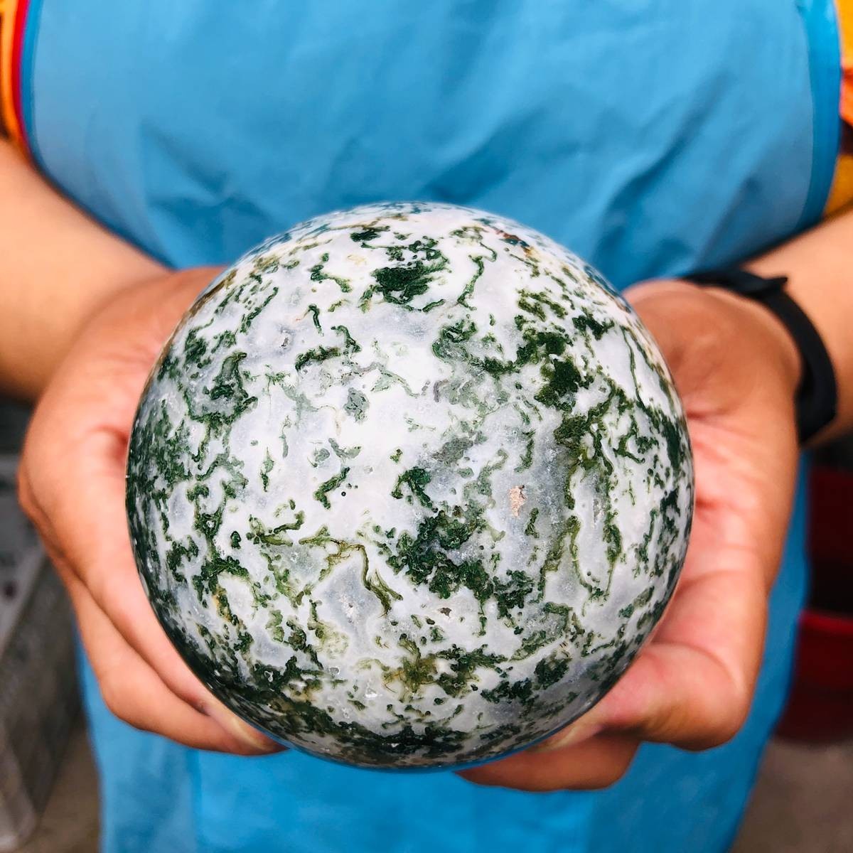 3pcs 4.9LB Natural Water Grass Agate Ball Quartz Crystal Ball Healing 2114