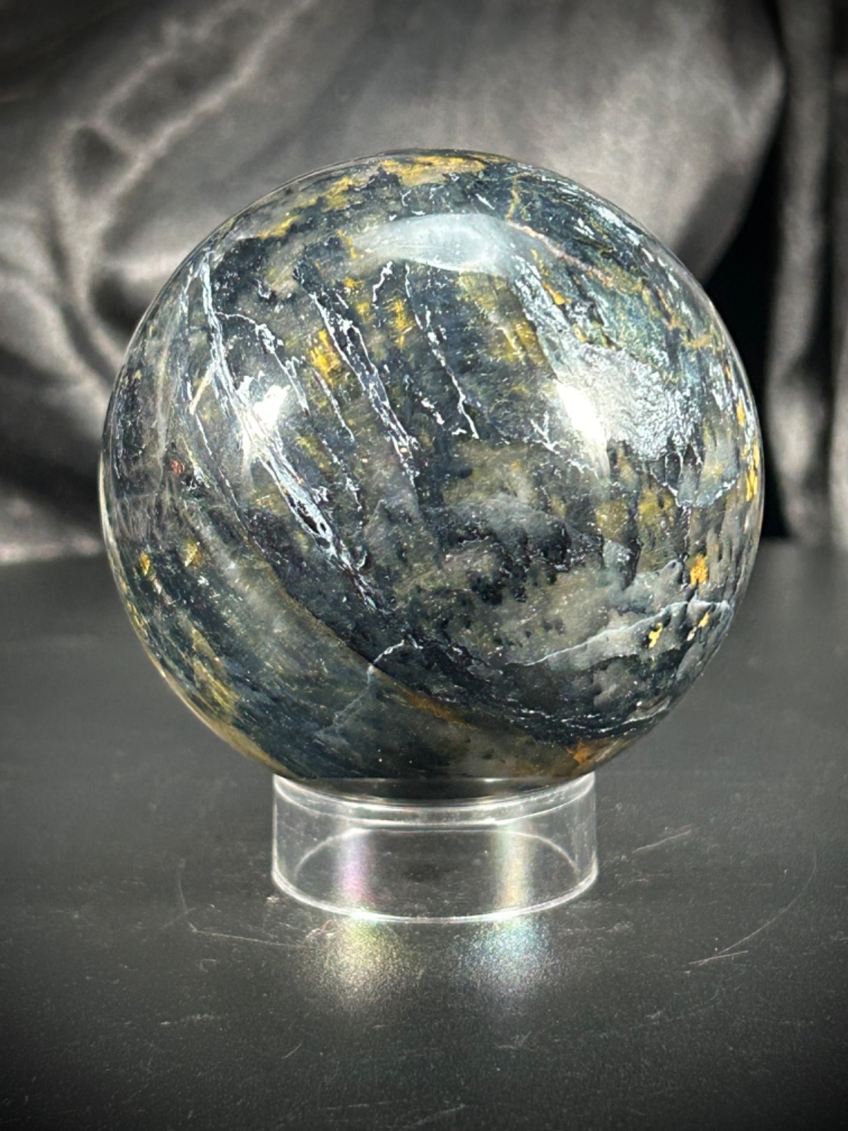 2.47″ Pietersite Sphere With Acrylic Stand 12.3 ounces (350 grams)