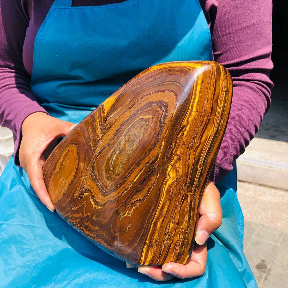 4980G Large Natural Tiger’s Eye Quartz Crystal Rough Mineral Specimen MH5345