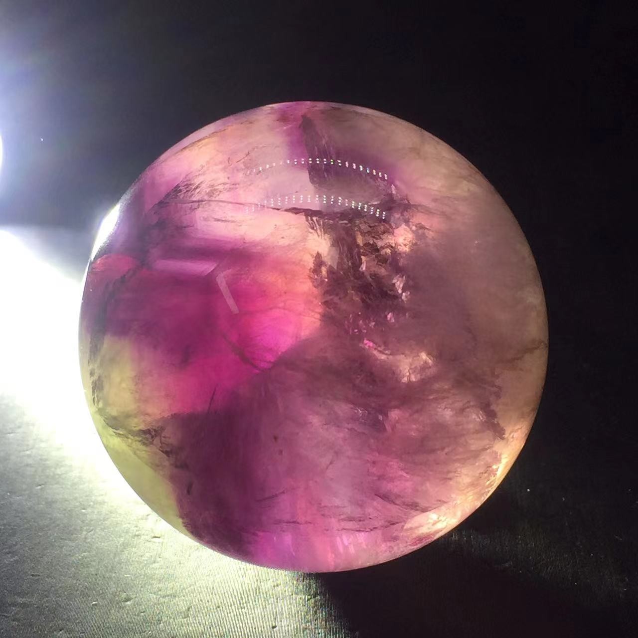 Natural Purple Fluorite Quartz Crystal Carved Ball&Free Stand Healing Reiki 52mm