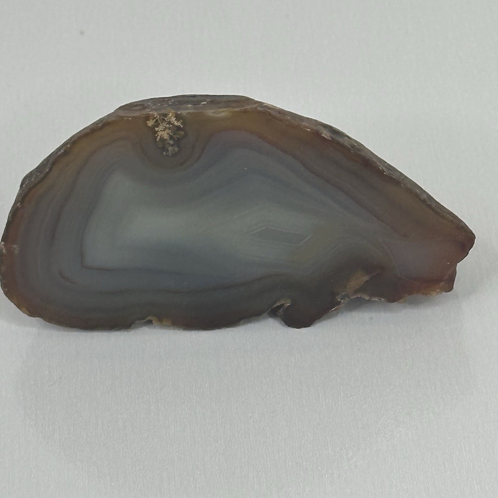 Polished Agate Approximately 3 1/8″ x 2 7/8″ Residual Glue Banded Sample #4