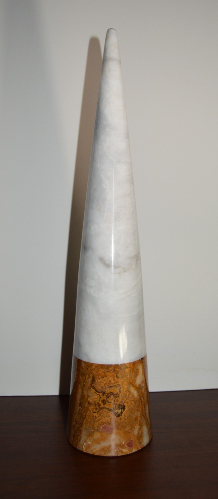 BN Marble Conical Tower – White and Brown – Almost 18″ in height