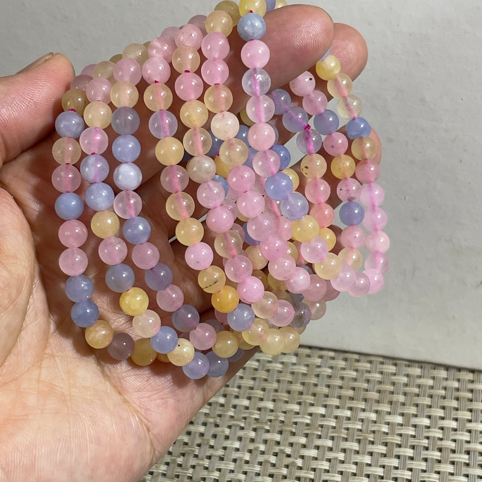 Wholesale 1 Pcs Natural mixed stone 6mm Quartz Crystal Stretch Bracelet