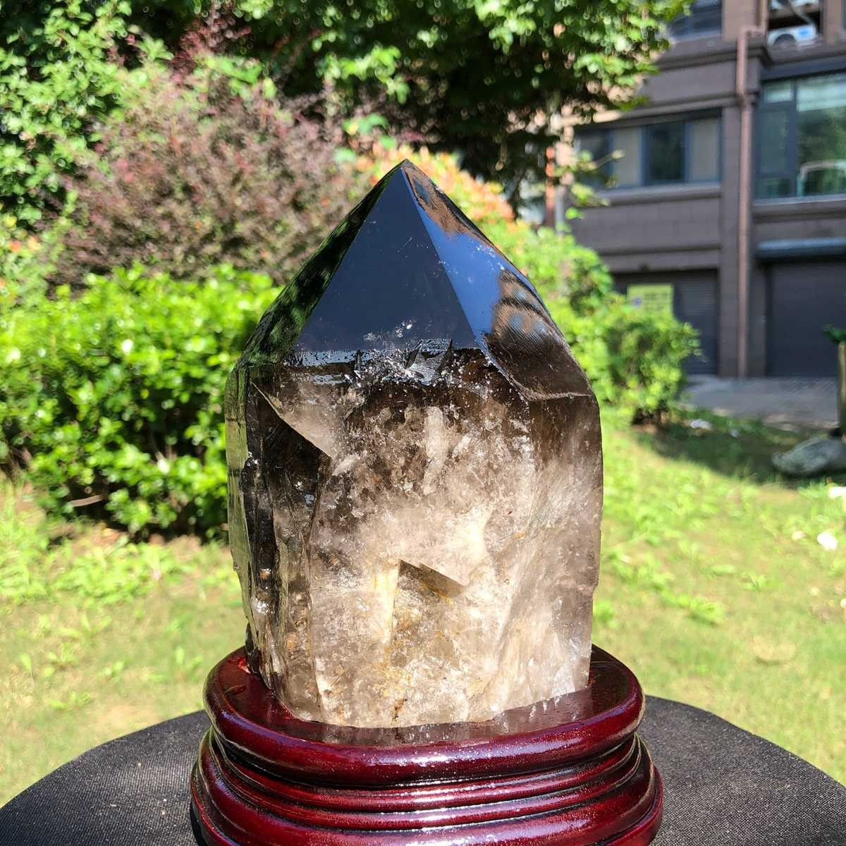 6.29LB Natural Dark tea quartz Crystal Specimen Reiki Mineral Add bracket 2526