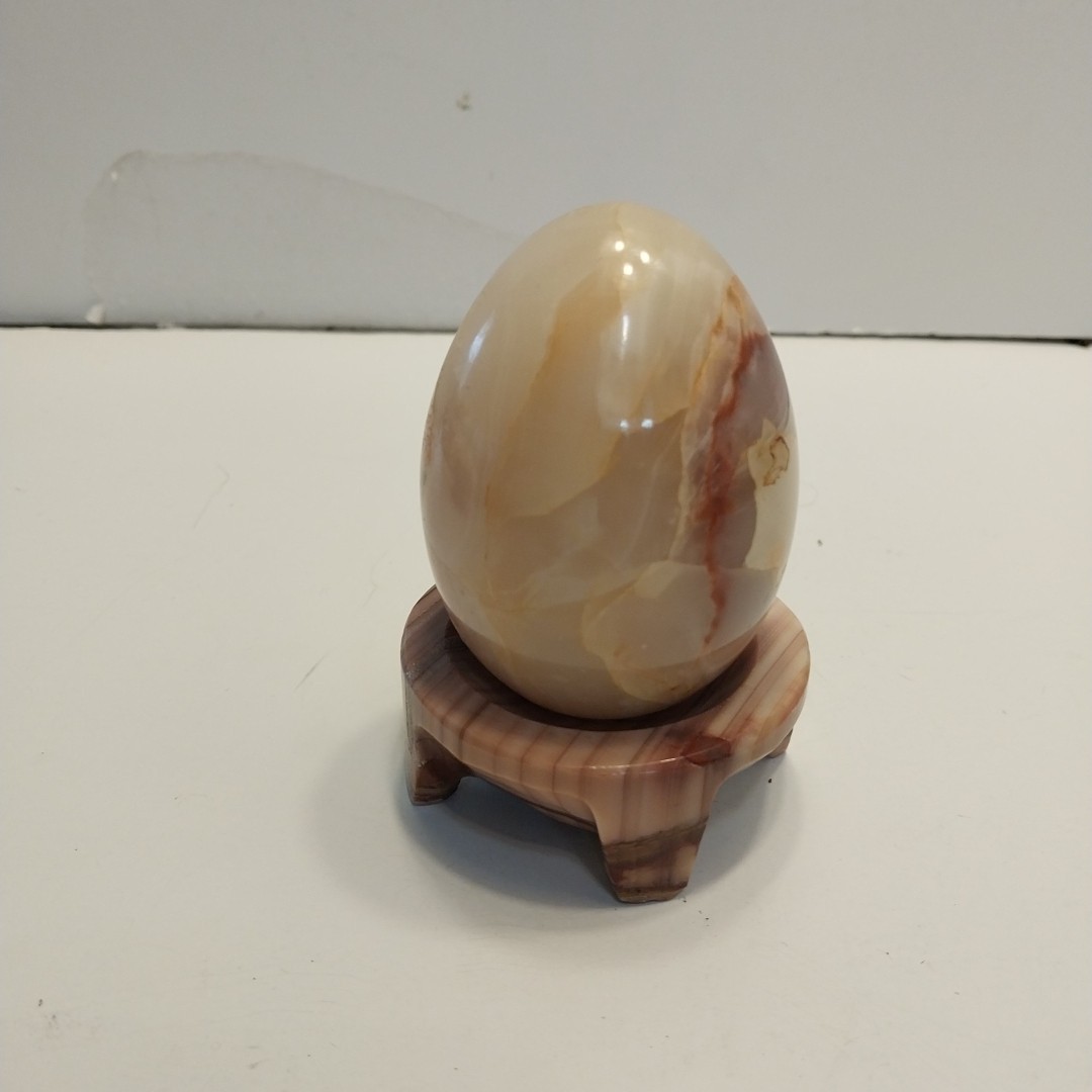 Banded Onix Stone Egg on Matching Footed Stand