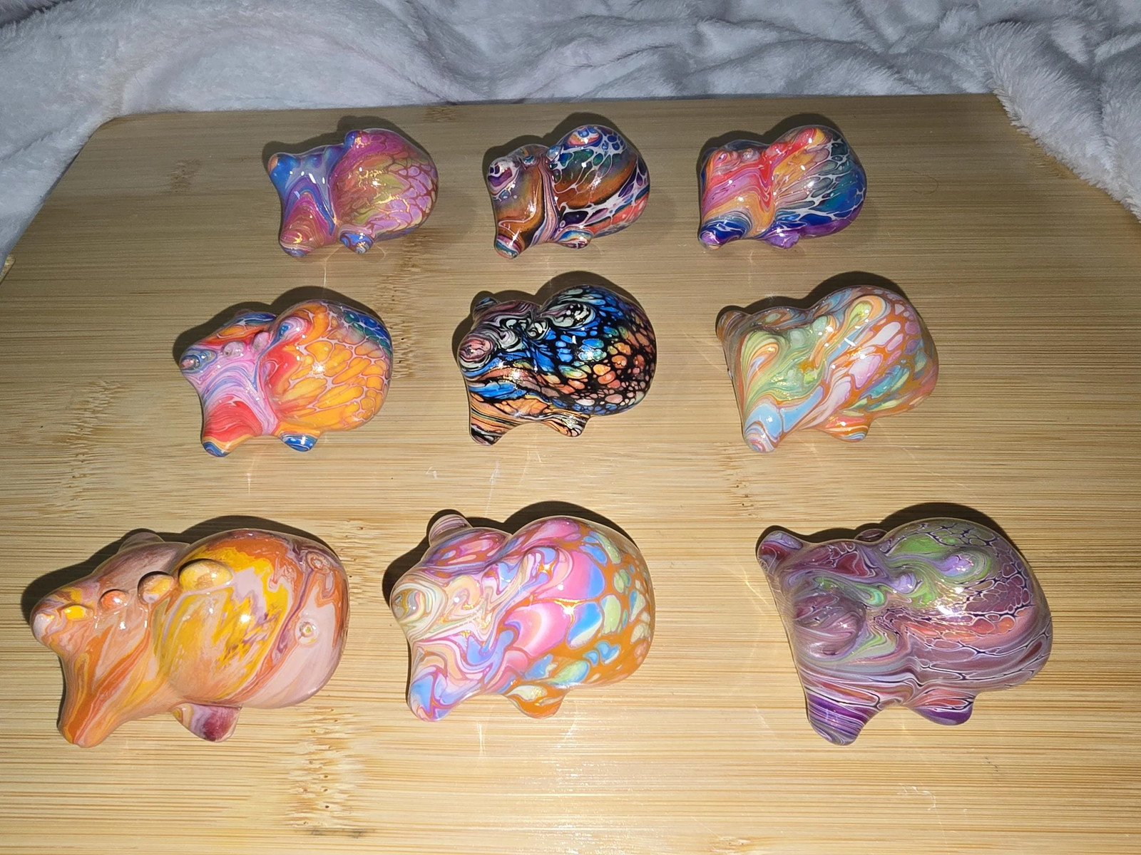Colorful Daqi Dinosaur Dino Lacquer Painted Sandalwood