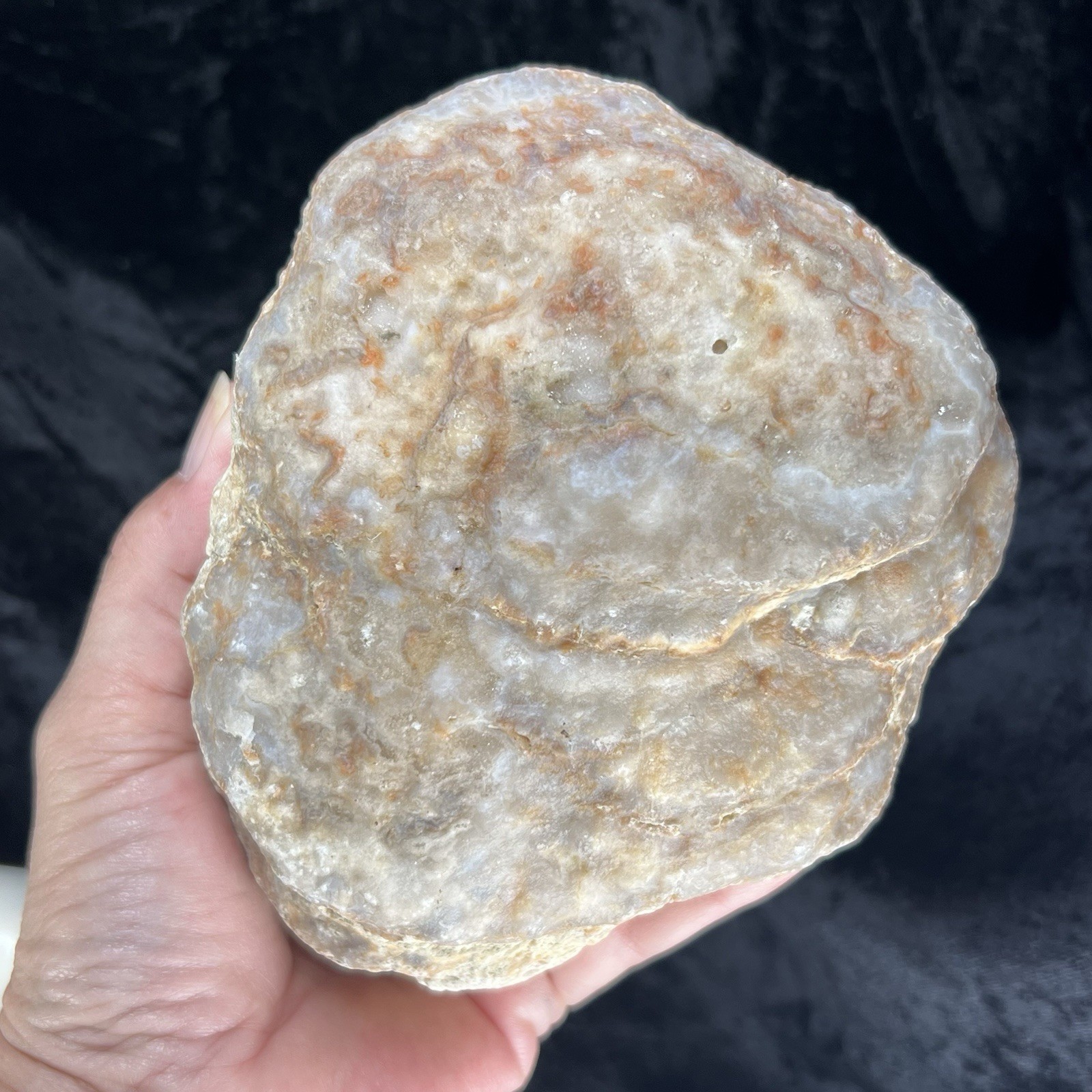 5-3/4” Large Unopened Geode Agate Uncut Quartz Crystal Slight Rattler w/Fracture