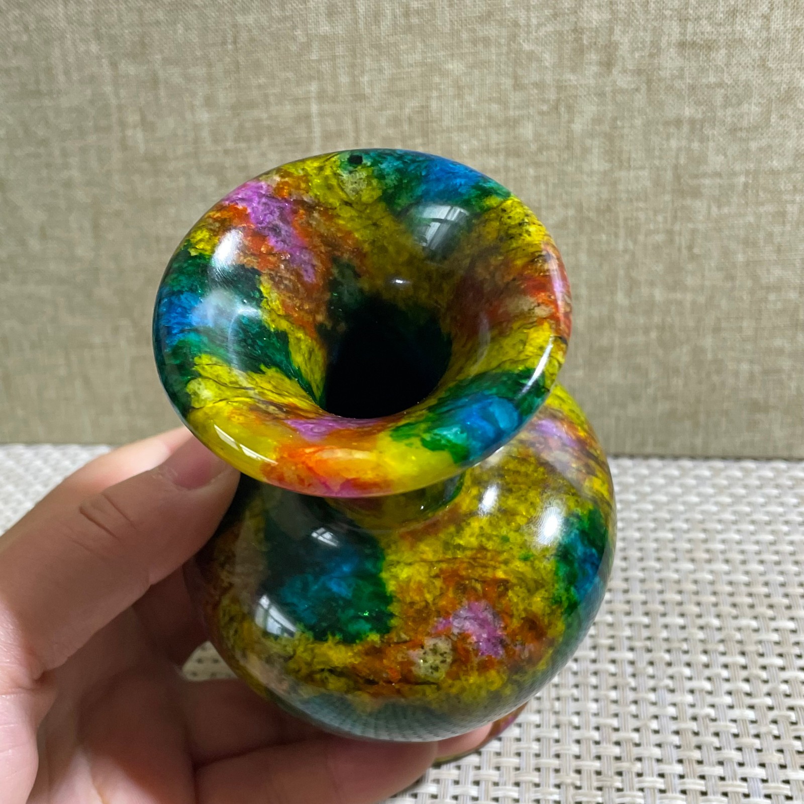 795g Seven Colors Jade vase specimen Decorative -Taiwan China