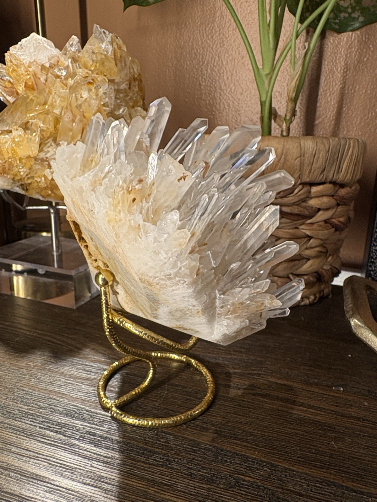 Golden Lemurian Quartz Cluster 6in x 4in