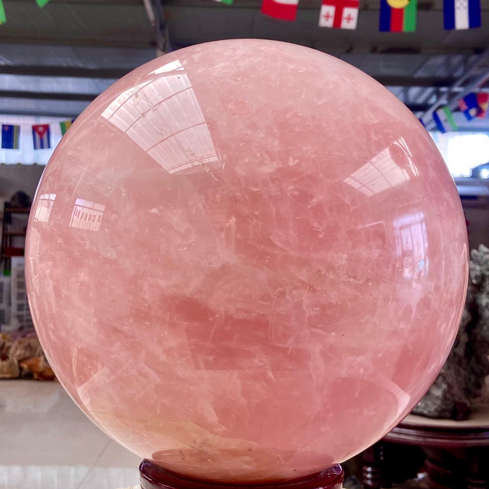 41LB Large Natural Pink Rose Quartz Sphere Crystal Ball Reiki Healing