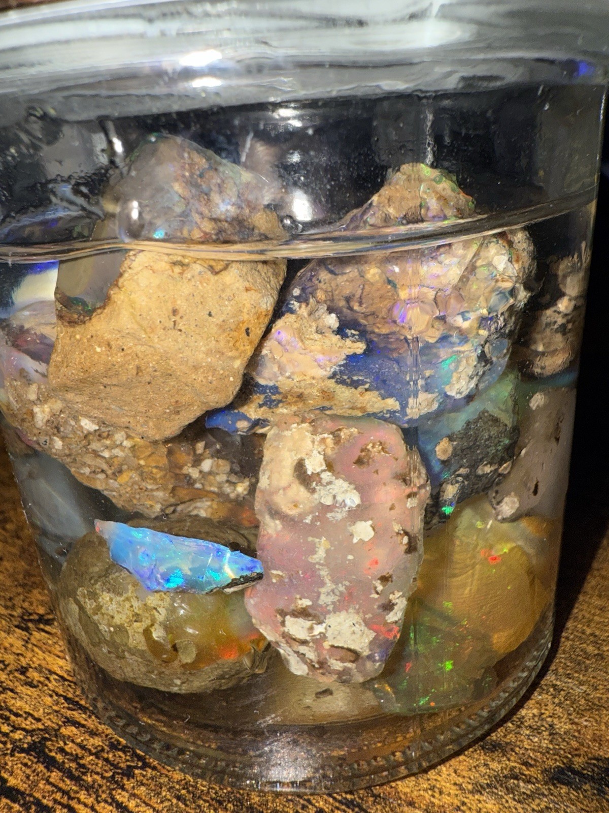 Specimen Rough Opal Stones in Jar – Ethiopian Rough, Multiple Mixed-Color Pieces