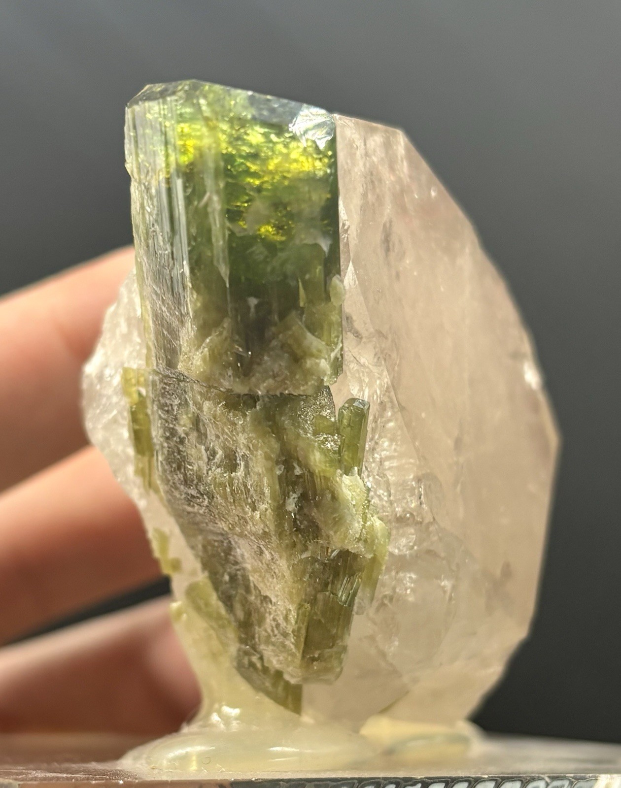 Verdelite Green Tourmaline Crystal Smoky Quartz Mineral Specimen Display Kunar