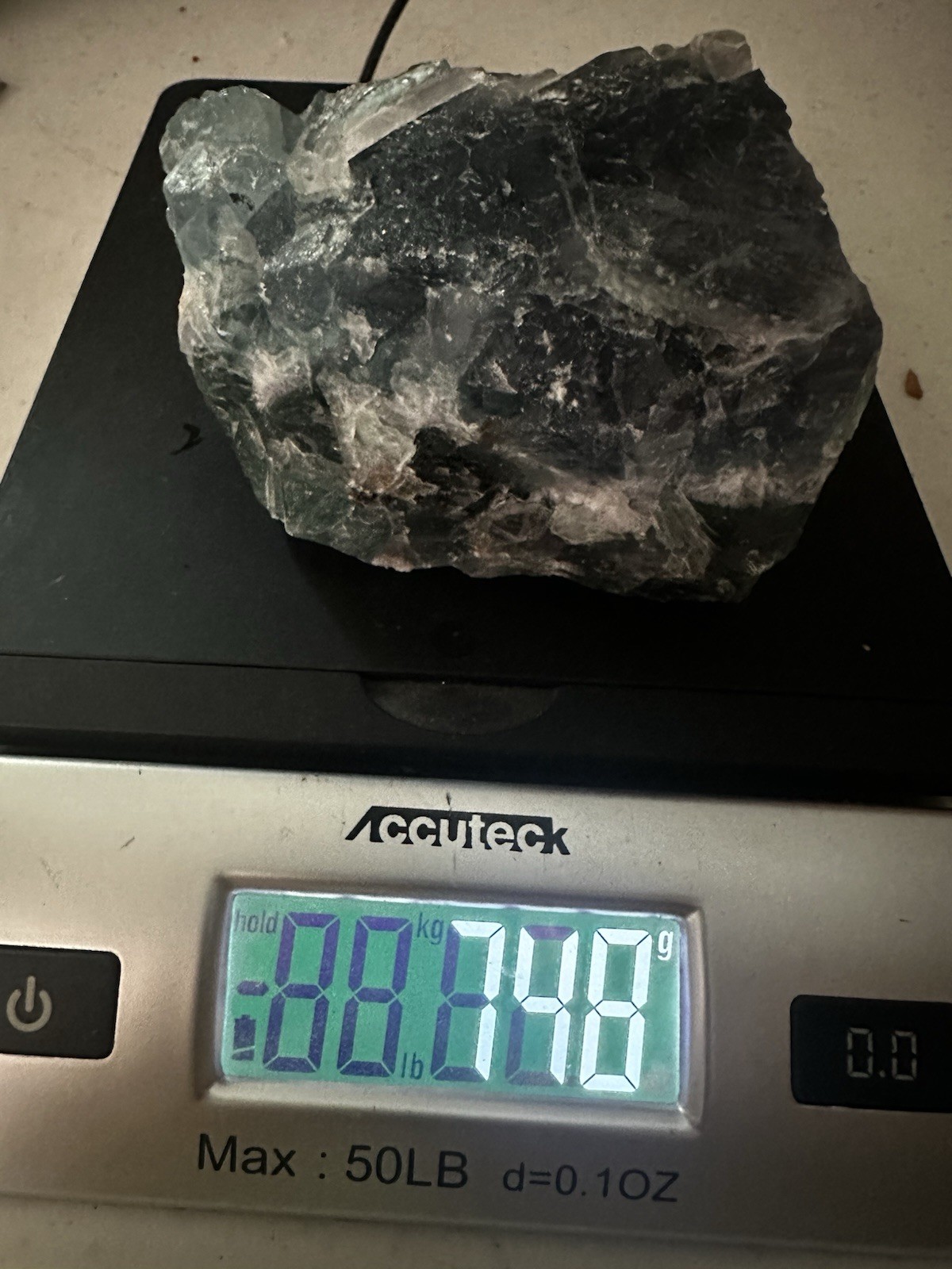 Green Fluorite Crystal 748 Grams 3x3x2.5 Approx