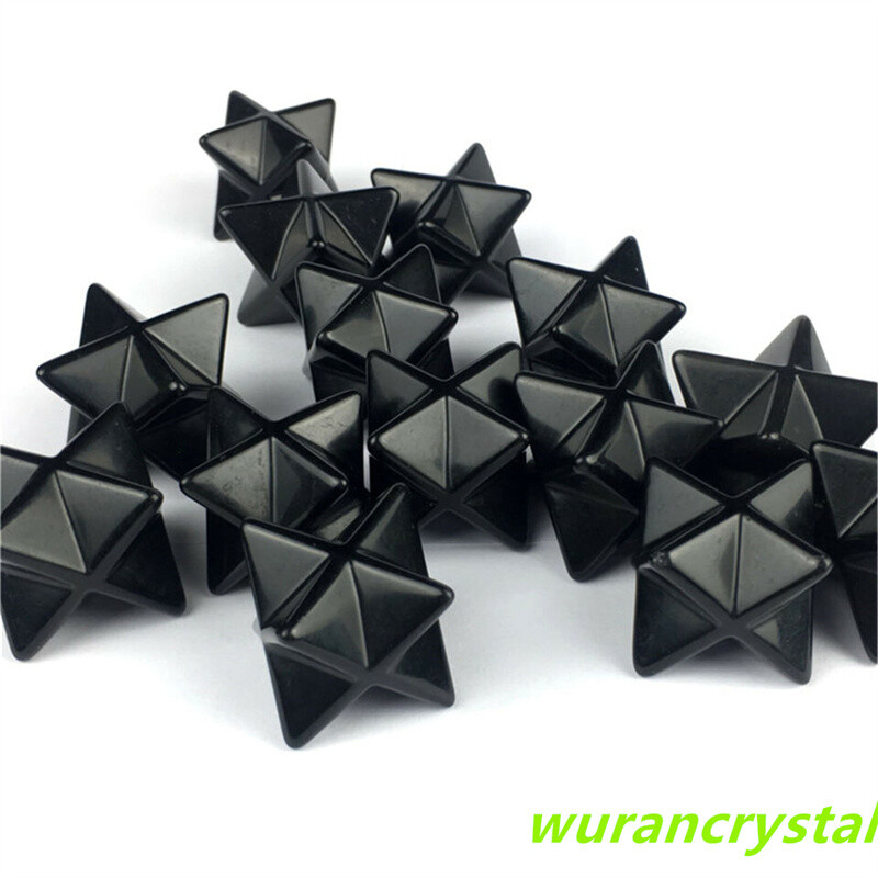 1.5″ Natural Obsidian Merkaba Star Geometry Chakra Quartz Crystal Healing 1PC