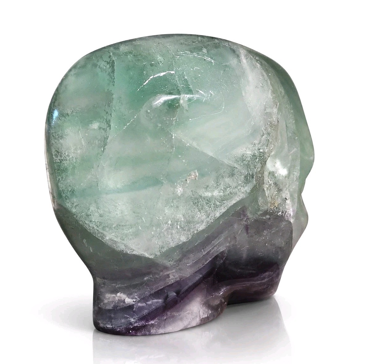 Fluorite Hand Carved Alien Head 3.25″ Tall – 800 grams – USA