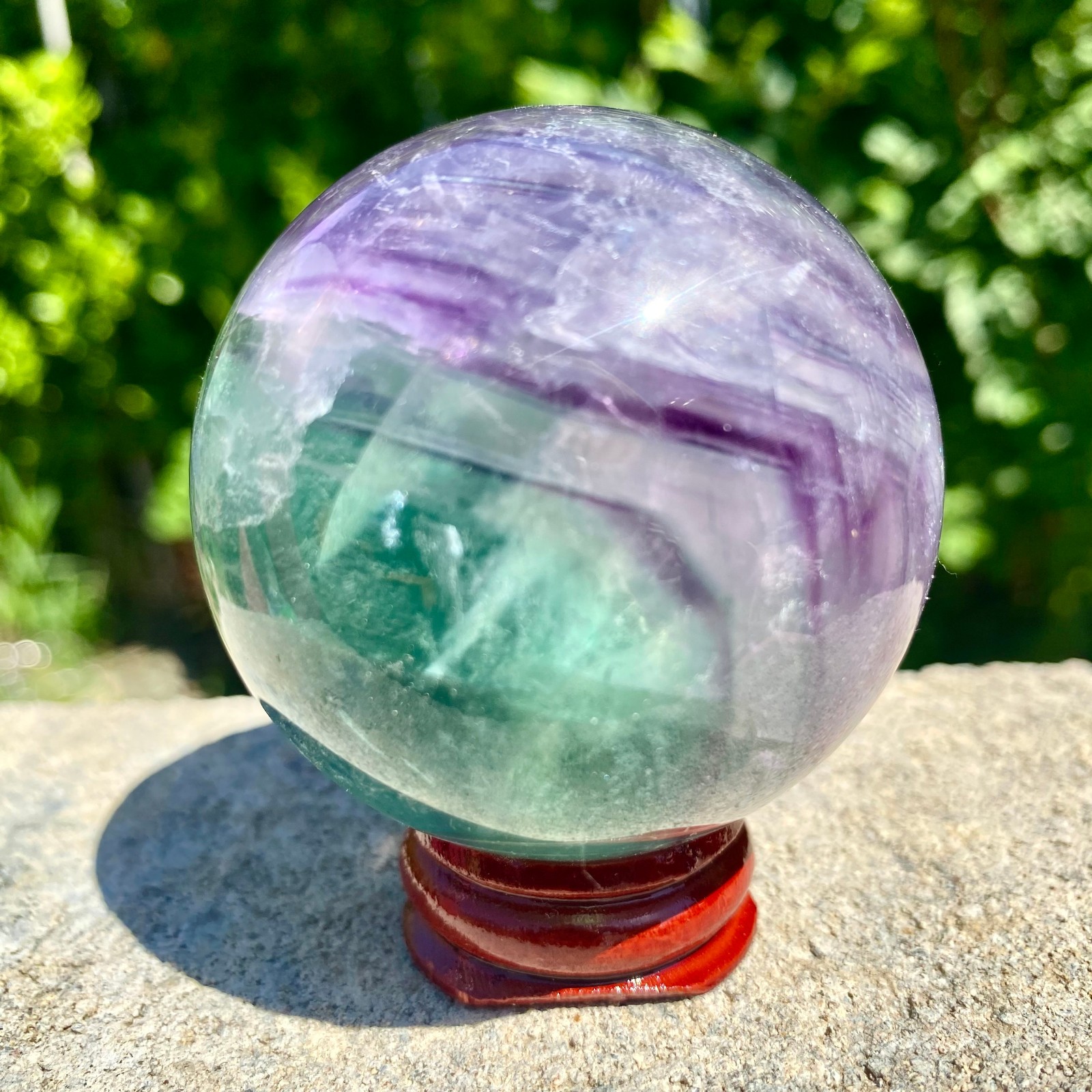 305G natural Green fluorite ball quartz crystal Sphere Reiki energy healing