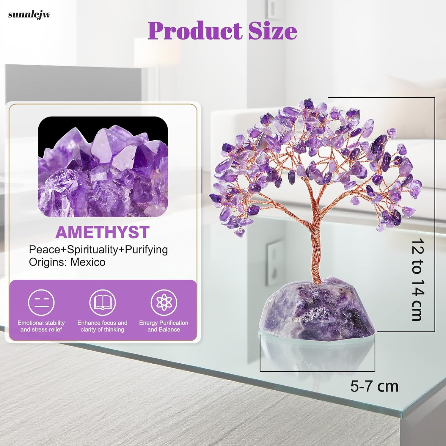 Amethyst Crystal Tree of Life, Chakra Tree Gifts for Women Purple Room Decoratio