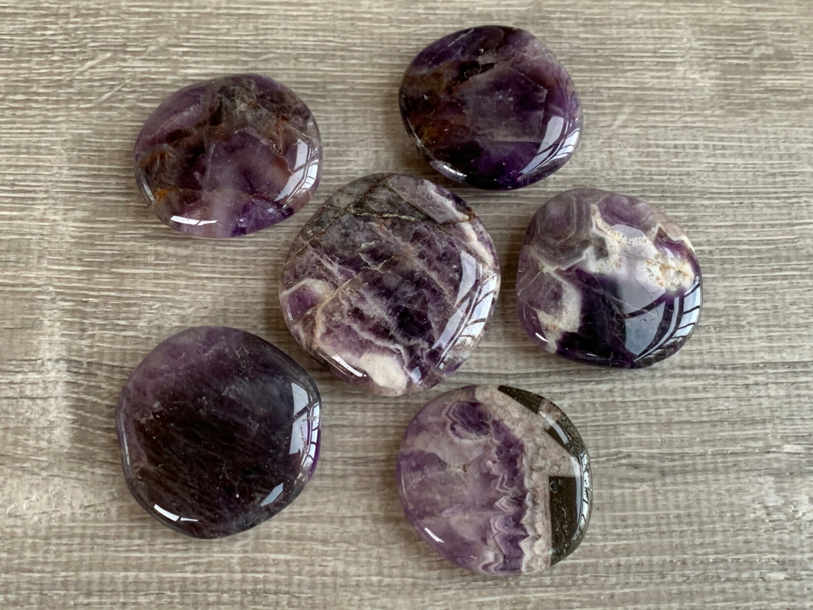 Amethyst Dogtooth Smooth Stone, 1.5″ – 2″ Polished Amethyst Palm Stone, Bulk Lot