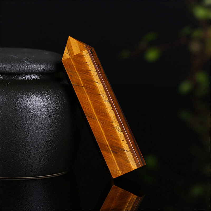 70-80mm Natural Tiger’s Eye Quartz Crystal Energy Wand Obelisk Pillar Tower US