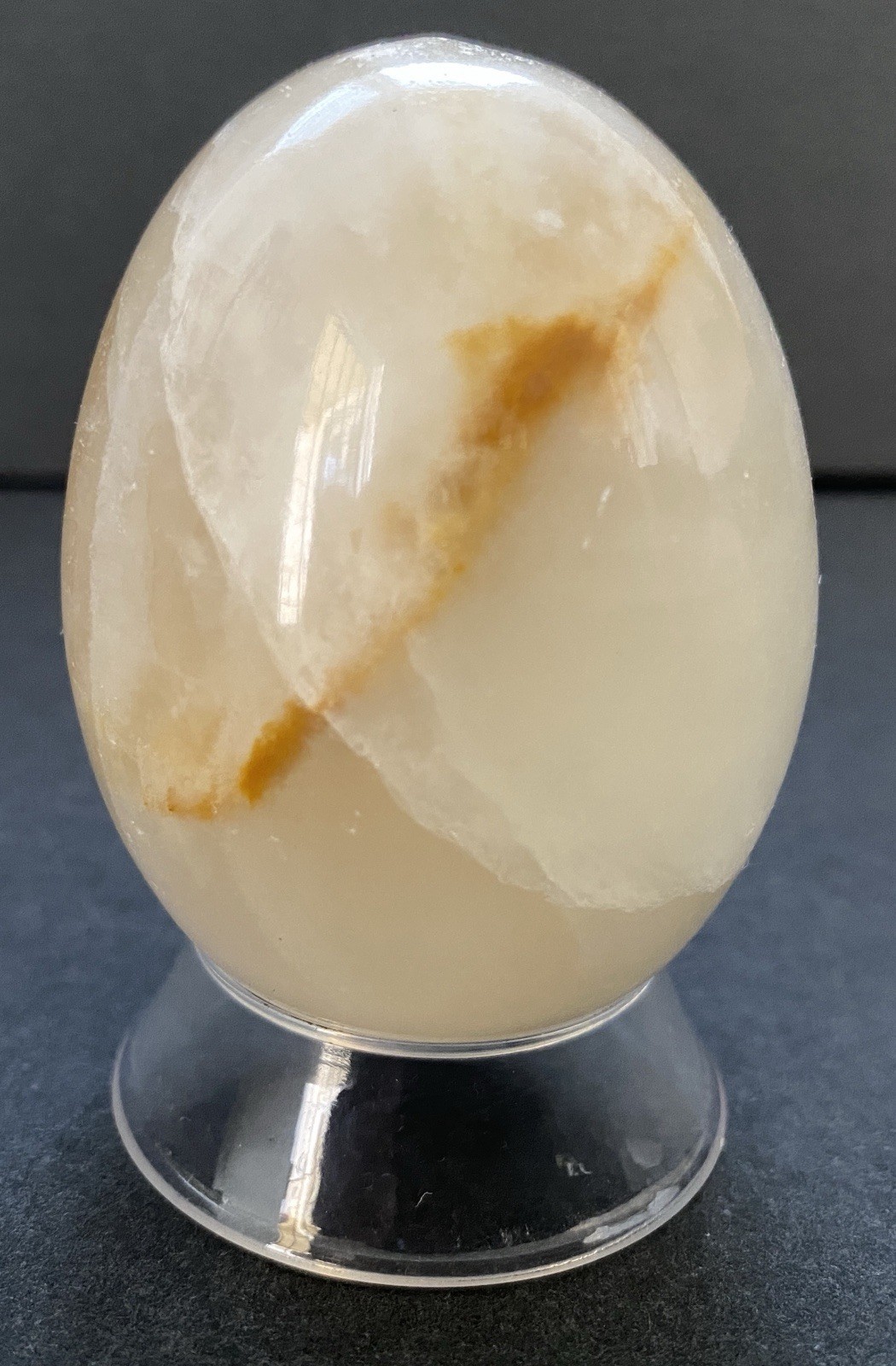 Natural Onyx Stone Egg With Stand Hand Polished Banded Agate Calcite Crystal