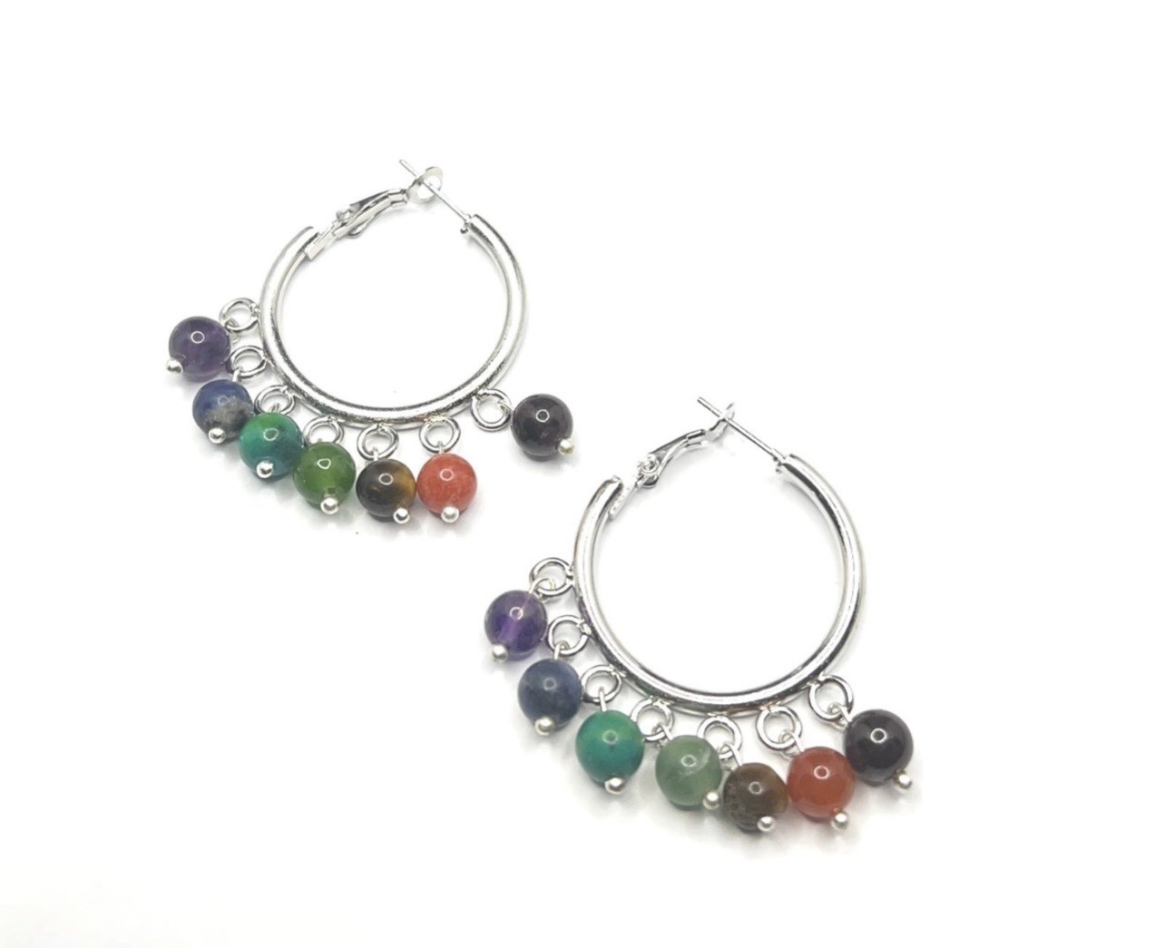7 Chakra Genuine Stone Earrings