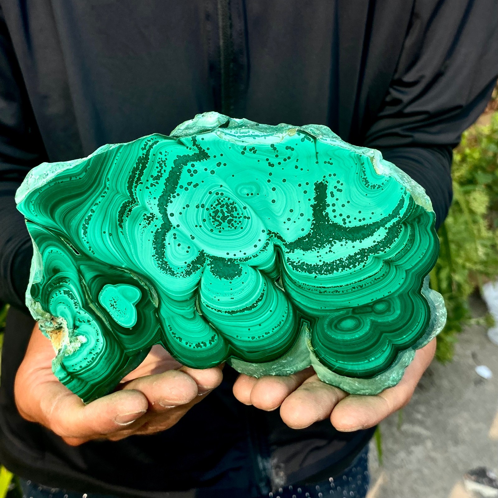 1.58LB Natural Green Malachite Slab Quartz Crystal Slice Ore Specimen Healing