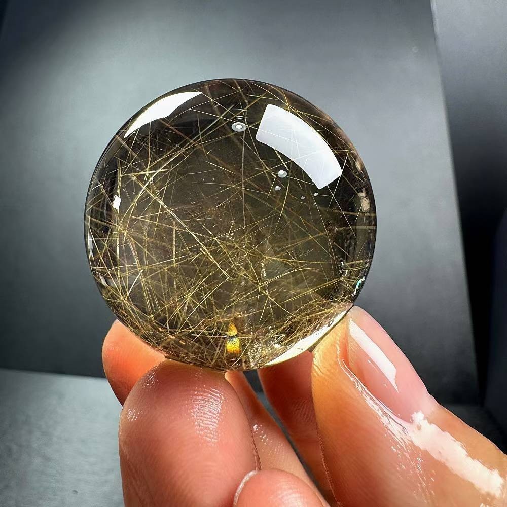 80g Natural Rutilated Quartz Sphere Crystal Ball Mineral reiki Decor