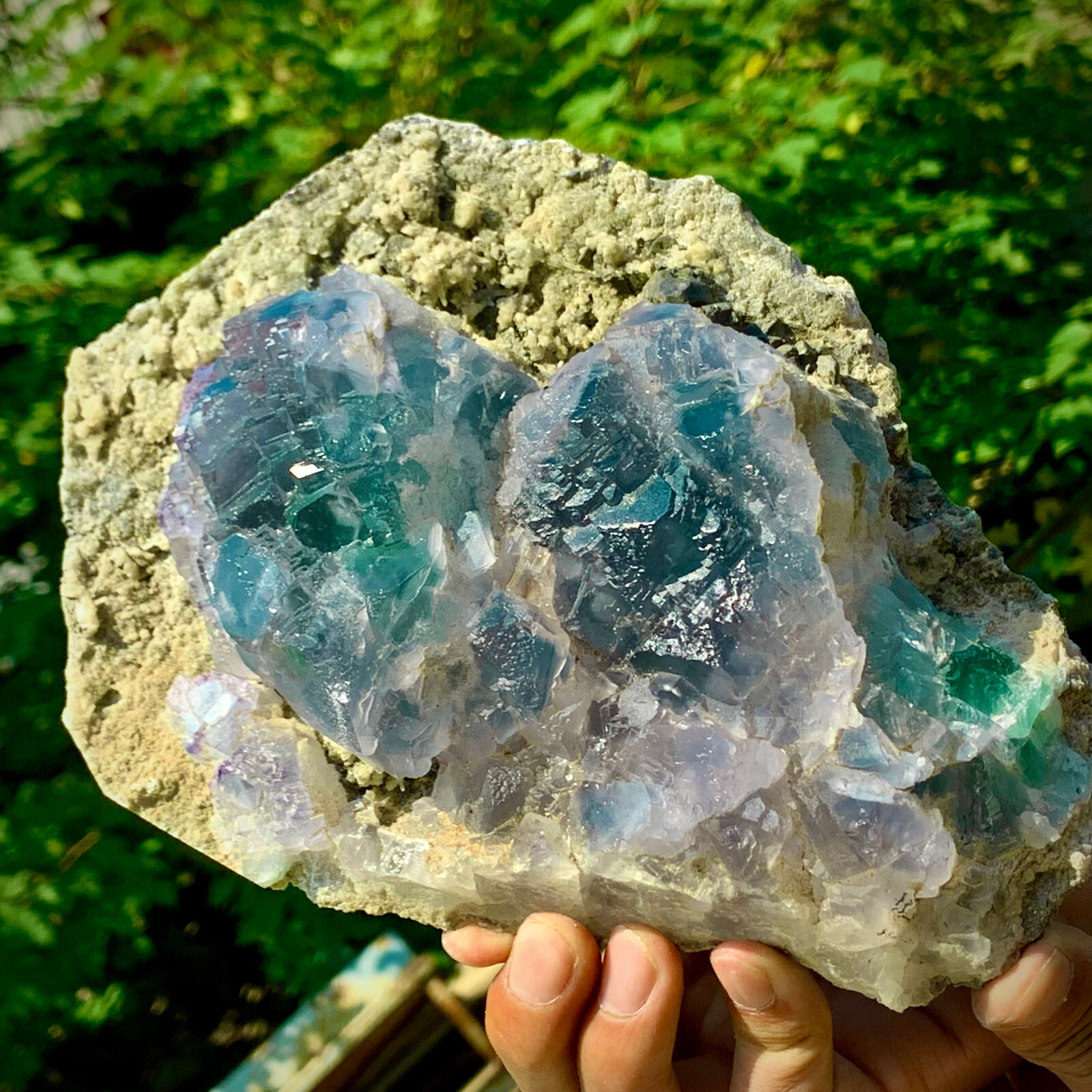 5LB pound rare transparent blue cubic fluorite mineral crystal sample/China-
