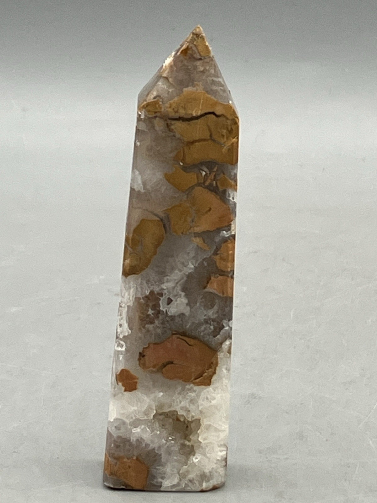 Natural Flower Agate Tower Crystal Point 3.75″ Cherry Blossom Agate 60g