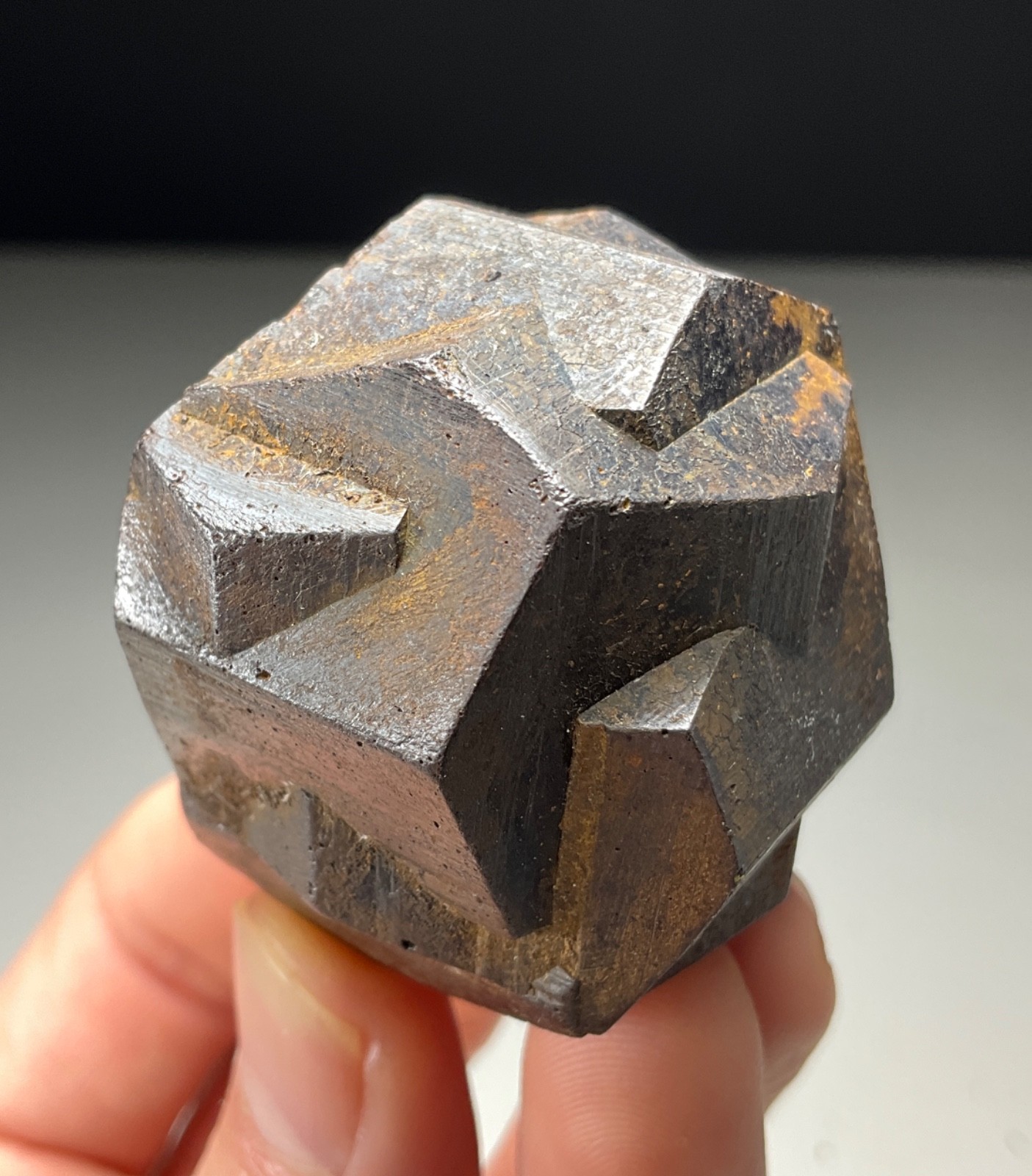 STUNNING GOETHITE OVER “IRON CROSS” TWINNED PYRITE FROM GACHALA, COLOMBIA