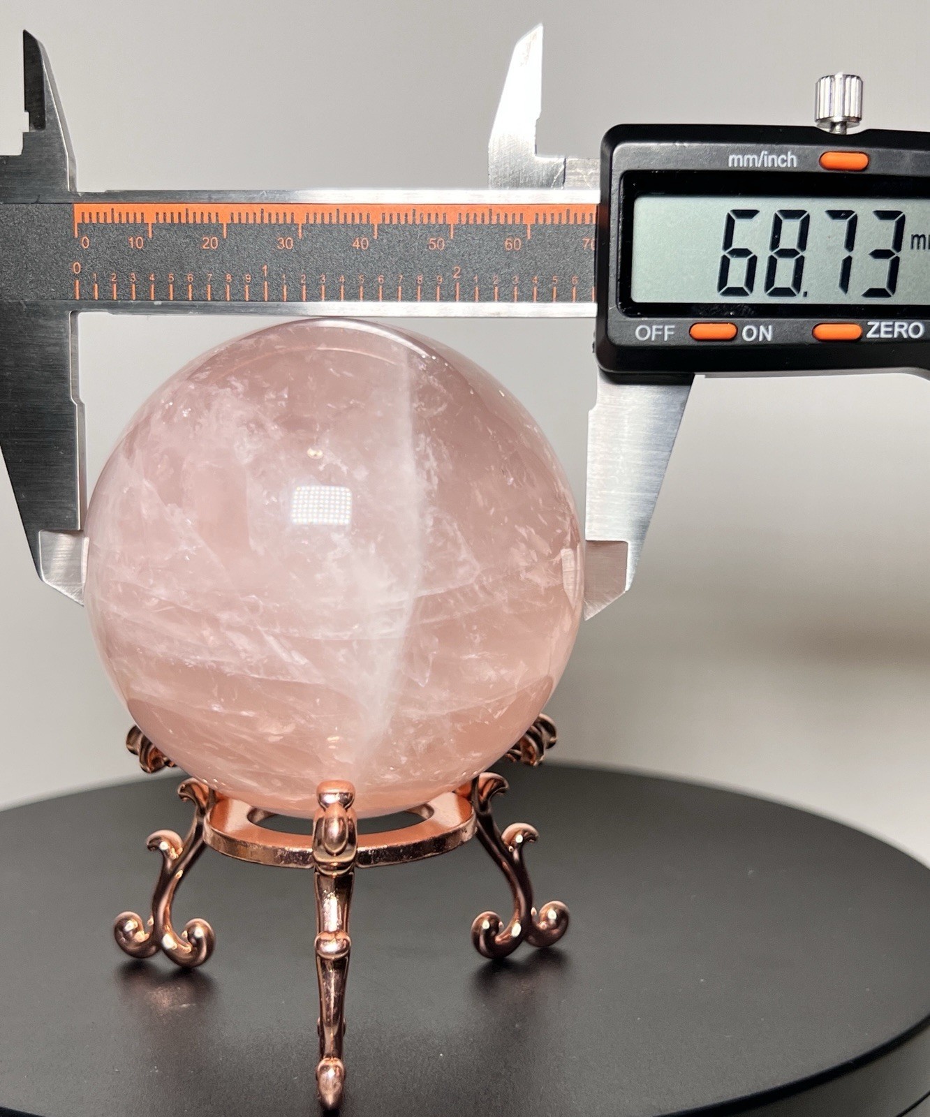 Rose Quartz 4 Piece Set – Heart bowl, Rose, Pyramid, & Sphere (68mm)