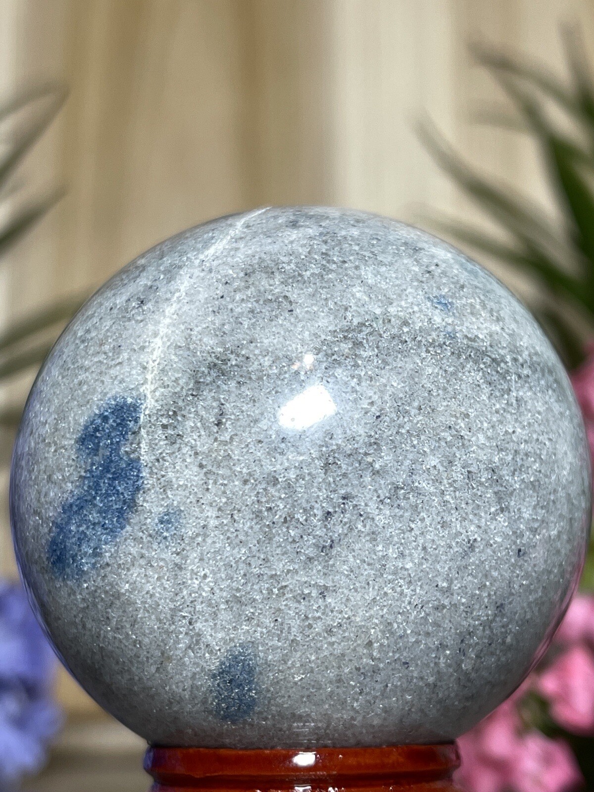 Cleavelandite Apatite SPHERE – Mineral Blue Grey Crystal Witch Stone Not K2