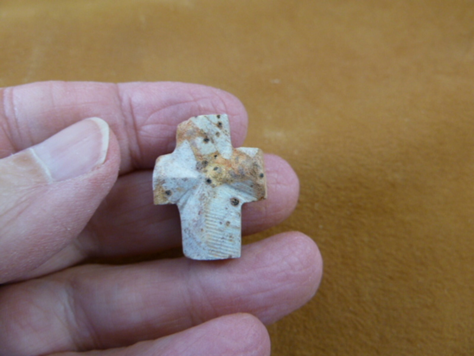 (CR597-200) 1″ Fairy Stone CHRISTIAN CROSS Staurolite Lucky Crystal charm