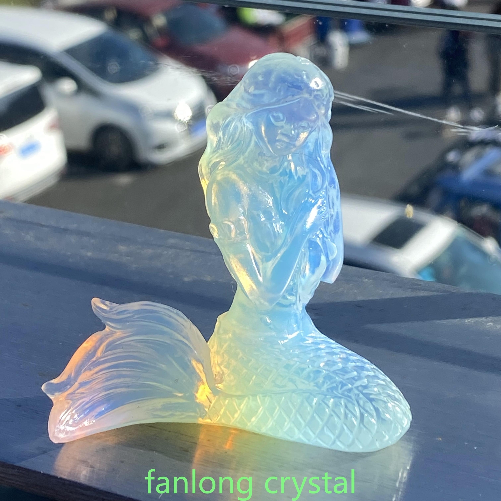 3” Opalite quartz Crystal Carved Mermaid Skull Reiki healing Random 1pc
