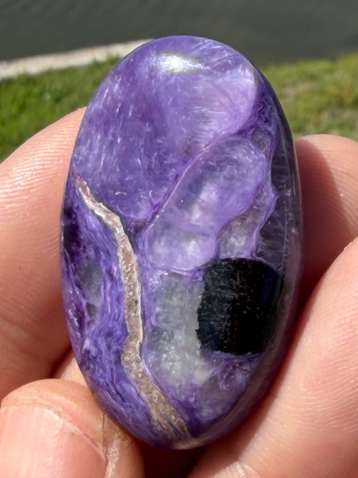 AA Charoite Polished Gemstone Small Palmstone 1 5/8″ 16 Grams Colored By Nature.