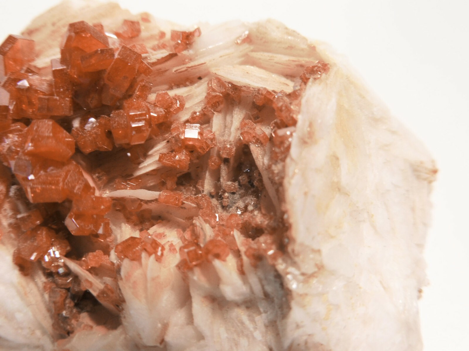 Lustrous Vanadinite on Barite, Mibladen, Midelt, Morocco, 2.0” x 1.7” x 0.8”