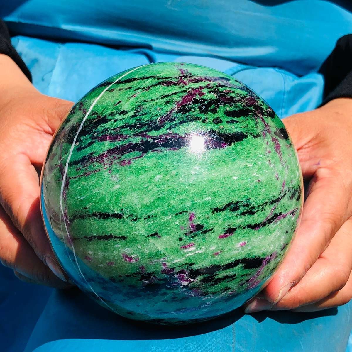 5.67 LB Large Natural Ruby Zoisite Sphere Crystal Healing Stone Specimen 5158
