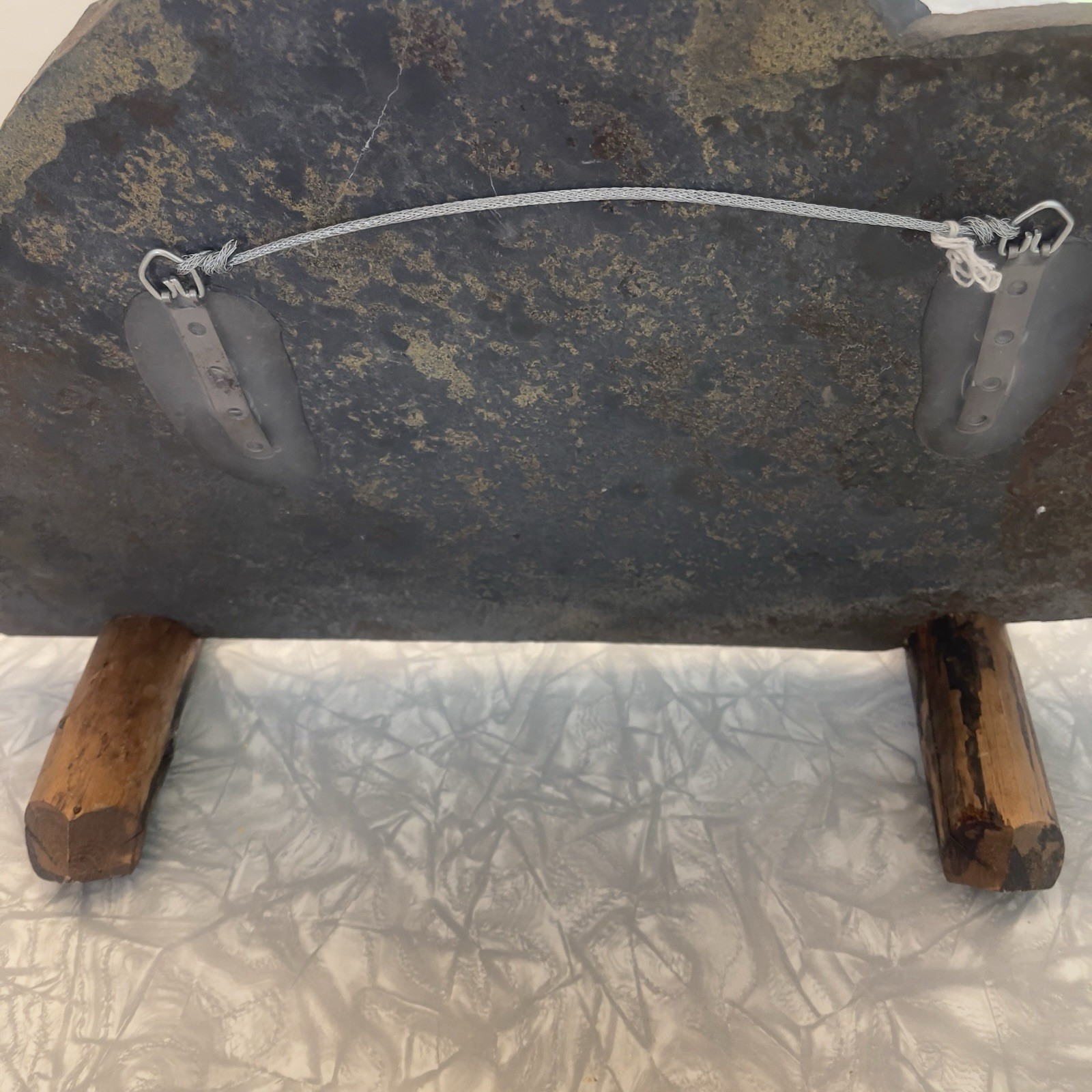 Petroglyph Animals Mineral Slab Specimen Display Wood Stands Wire Hanger