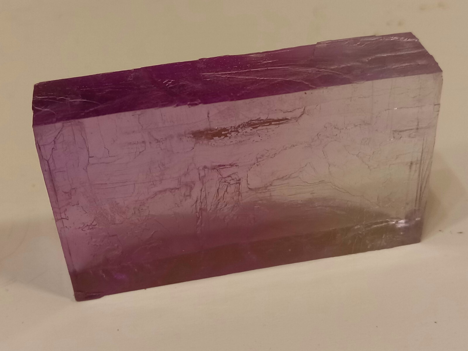 PURPLE HALITE CRYSTAL. Rectangle Shape. Transparent & Clear. 22 grams. 110 ct.