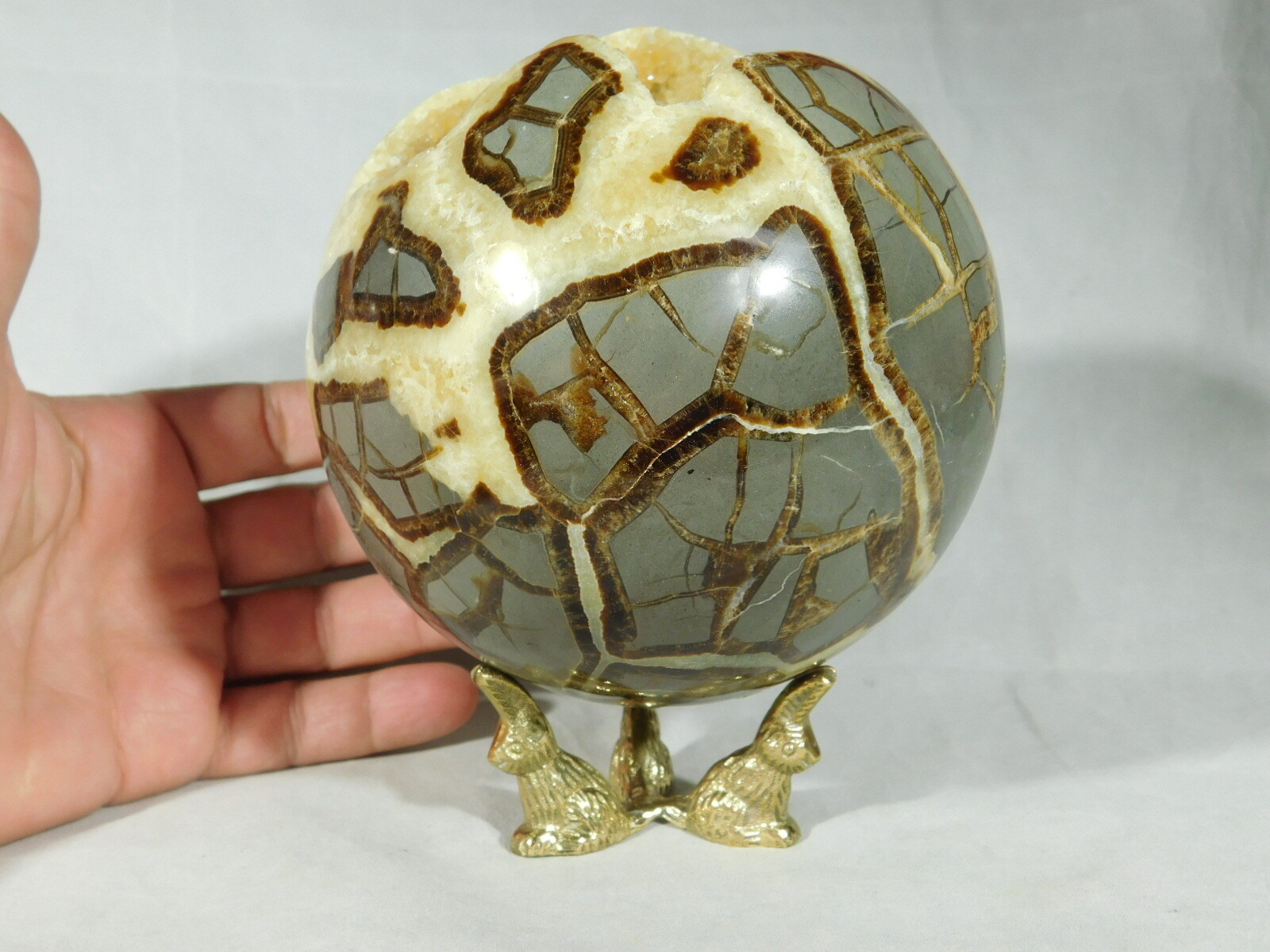 Sphere Display Stand Brass / Gold Color Rabbit Design Medium Size