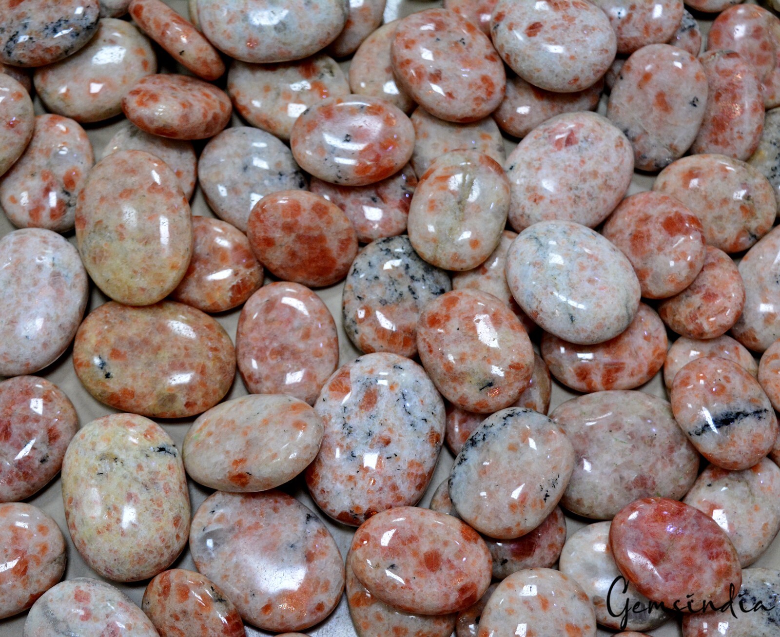 5 Kilo Natural Sunstone Palm Stone Wholesale Lot Polished Crystal Cabs Bulk Gems