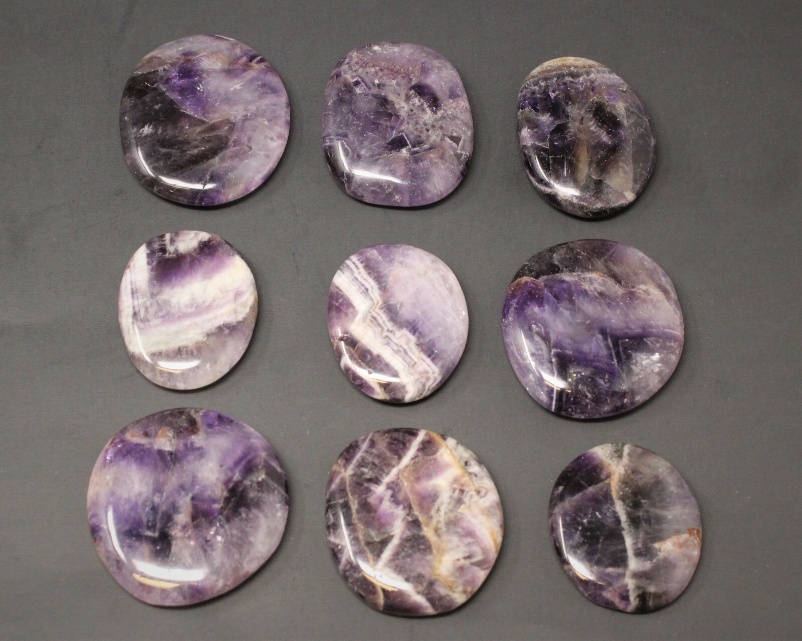 Amethyst Pocket Palm Stone MEDIUM (Smooth Polished Amethyst Worry Stone)