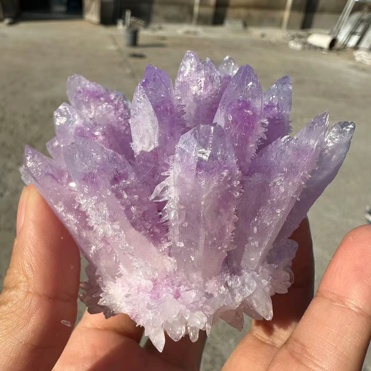 New Find purple pink Phantom Quartz Crystal Cluster Mineral Specimen 300g+